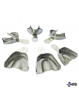 6 Pcs Dental Impression Trays Metal Perforated Autoclavable Stainless Steel