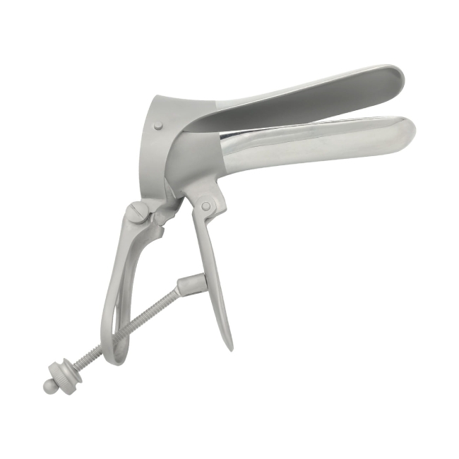 Cusco gynecological speculum with wide beak and central screw